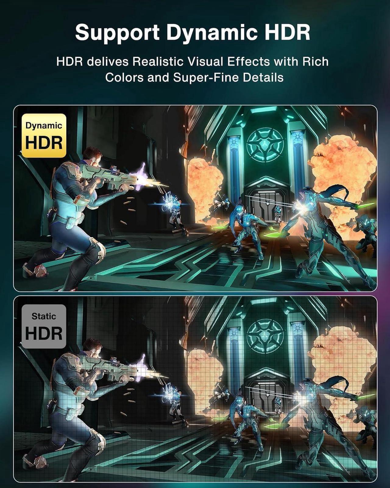 Alt view image 2 of 7 - DisplayPort Cable 1.4,8K DP Cable 10ft (8K@60Hz, 4K@144Hz, 2K@240Hz)HBR3 Support 32.4Gbps, HDR, HDCP 2.2, FreeSync G-Sync, Braided Display Port for Gaming Monitor, Graphics 6.6 ft.