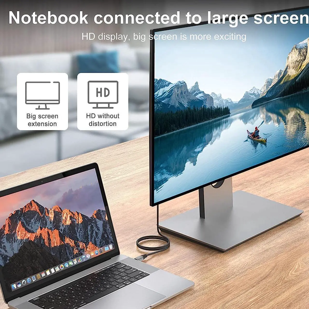 Alt view image 7 of 7 - 8K 4K Mini DP to DisplayPort 8K Cable with DP to Mini DP Adapter, DP1.4 Bi-Directional Conversion Transmission Cable 8K@60Hz 4K@144Hz for MacBook Air Projector 3.3 ft.