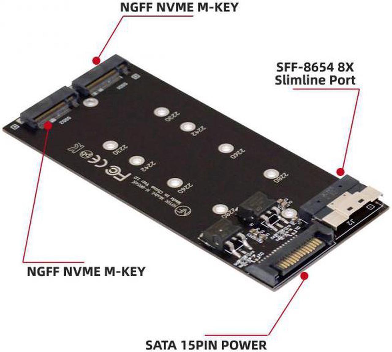 Alt view image 3 of 7 - Aomoproing  Dual 2X NVME M.2 AHCI to PCIE Express 3.0 4.0 Slimline SFF-8654 8X Raid Card VROC Raid0 Hyper Adapter