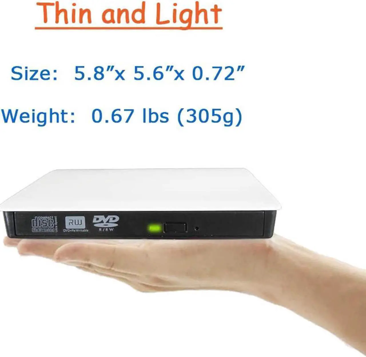 Alt view image 7 of 7 - External CD Drive, USB 3.0 Portable CD DVD Drive Slim CD DVD ROM Rewriter Burner Superdrive High Speed Data Transfer for Laptop Desktop MacBook PC Windows Linux Os Mac Os