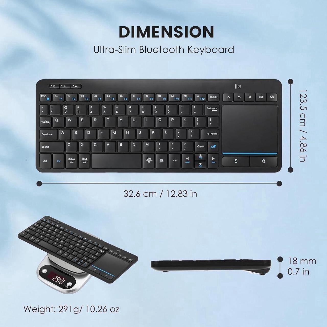 Alt view image 2 of 7 - Multi-Device Wireless Bluetooth Keyboard with Touchpad-Wireless TV Keyboard with Multi-Touch Big Size Trackpad,Support 3 Devices for TV,Windows, Android, Chrome OS, Laptop, Tablet