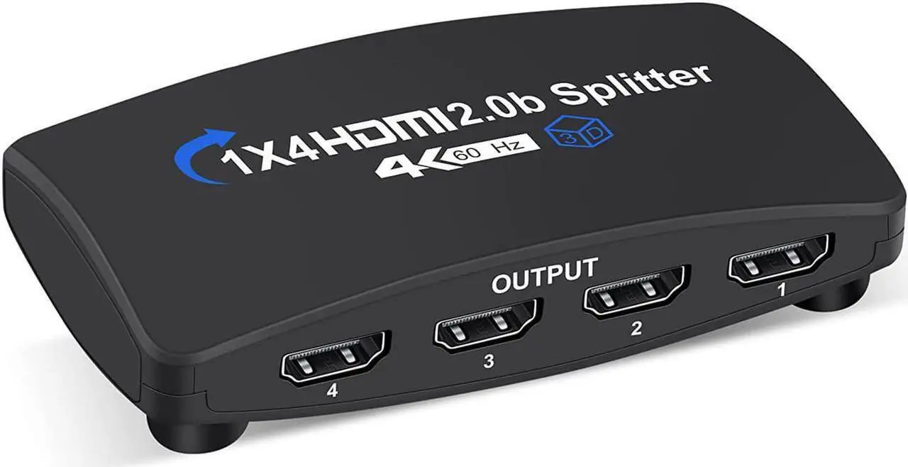 Main image of 4K@60Hz HDMI Splitter 1 in 4 Out,Hdmi Video Splitter 1x4 V2.0b Powered, Support 1080P@120Hz Duplicate/Mirror Screen Monitor, Ultra HDR for Xbox, PS3/PS4 Game Consoles (1 Input to 4 Outputs)