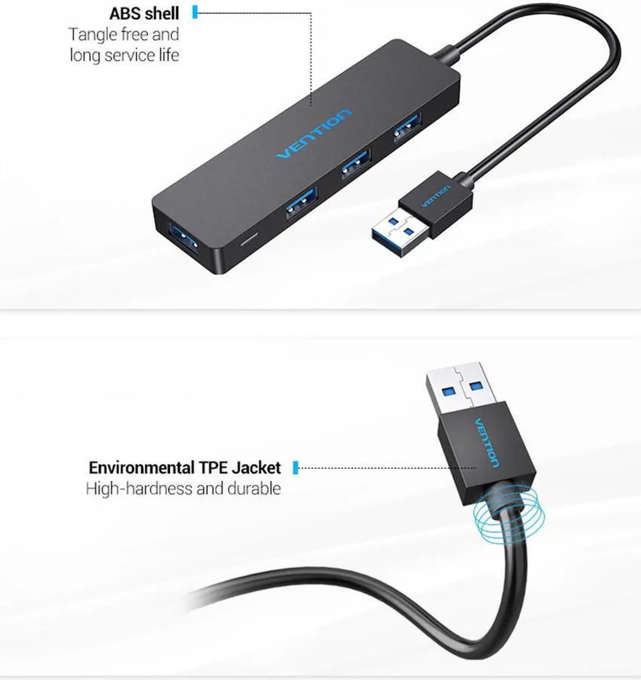 Alt view image 4 of 7 - 4 Ports USB Hub USB 3.0 Hub for Printer Mac Notebook Laptop High Speed Multi USB Splitter USB Hab
