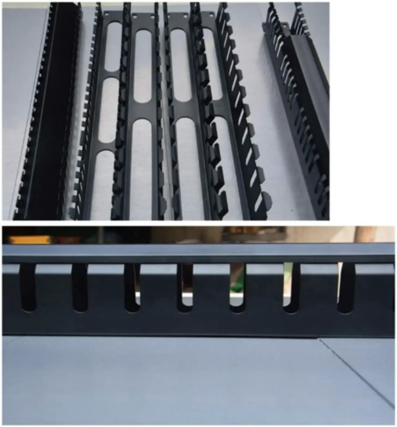 Alt view image 2 of 3 - 1U Cable Management Horizontal Mount 19 Inch Server Rack , 12 Slot Metal Finger Duct Wire Organizer With Cover