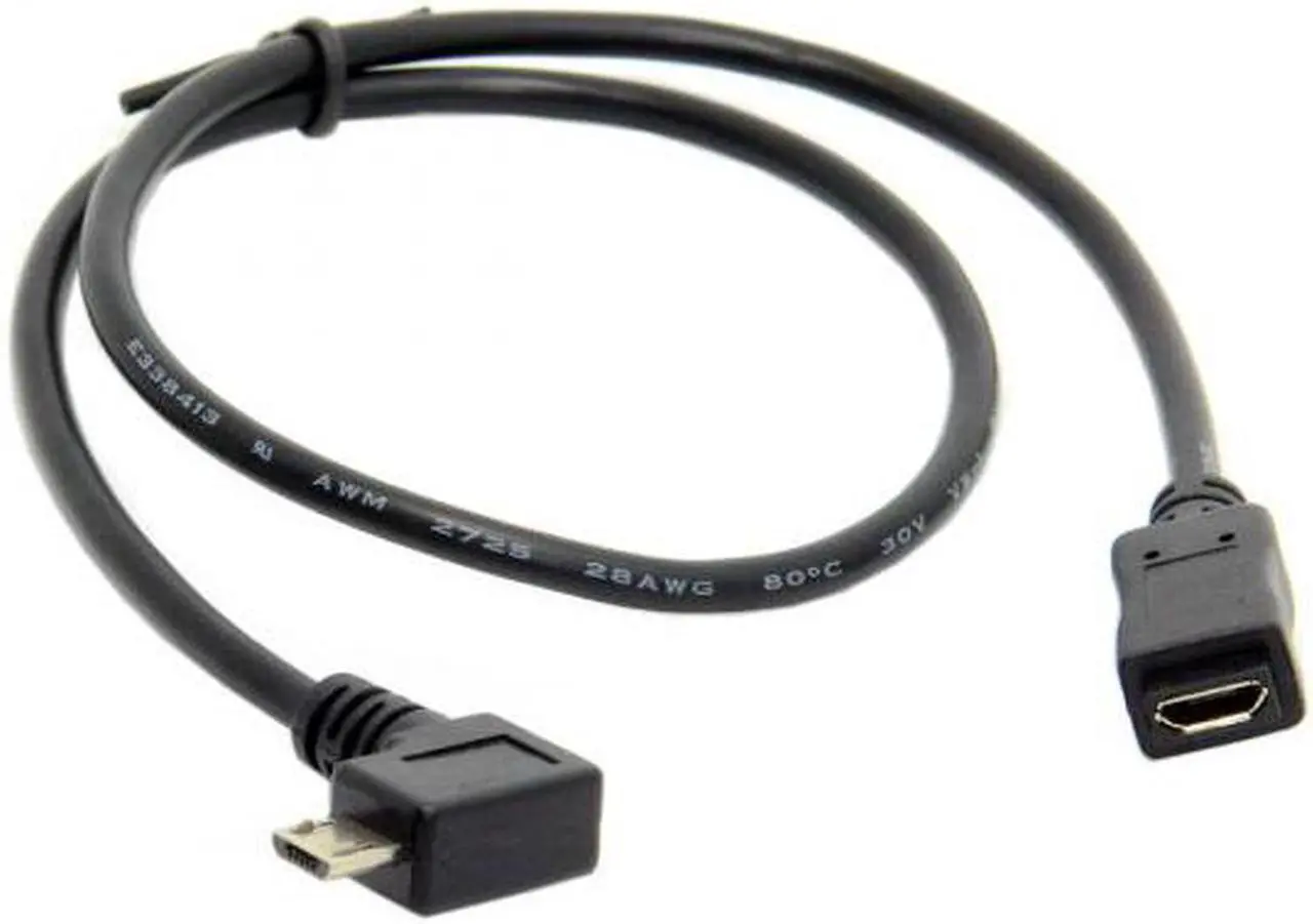 Alt view image 2 of 7 - Aomoproing Micro USB 2.0 90 Degree Right Angled Male to Female Tablet Phone Extension Cable 50cm