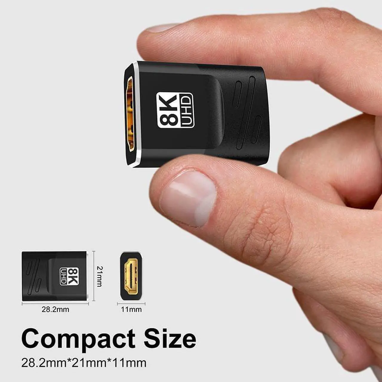 Alt view image 6 of 7 - 2-Pack HDMI Adapter Coupler Extender HDMI 2.1 Female to Female Connector 8K 4K Extension Cable Compatible with Nintendo Switch, Chromecast, PS5, Xbox, PC, Laptop
