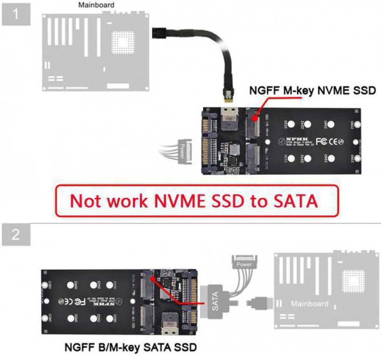 Alt view image 2 of 7 - Aomoproing SFF-8654 to U2 Kit NGFF M-Key to Slimline SAS NVME PCIe SSD SATA Adapter for Mainboard