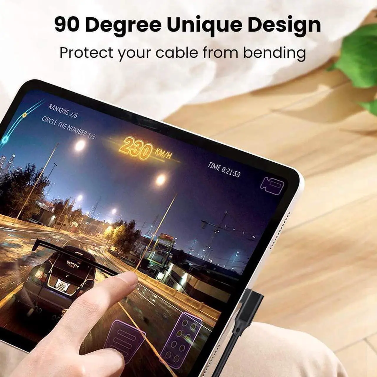 Alt view image 2 of 7 - USB C to USB C Cable 3.3FT/2Pack,Right Angle Type-C/USB C 3.2 Gen 2 20Gbps Cablee 4K@60Hz UHD Video Monitor Cable 100W PD Fast Charging Cable.for Oculus Quest, MacBook Pro,AR,Switch,Phone 15,Laptops