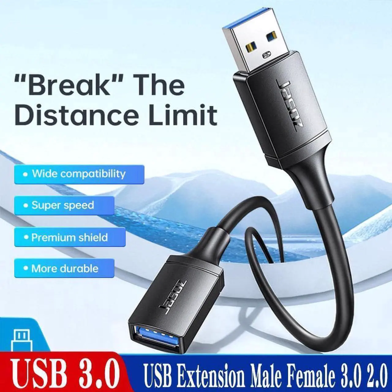 Alt view image 7 of 7 - USB3.0 2.0 Extension Cable, (2 Pack 10FT) USB 3.0 Extension Cable Male to Female, USB Extender Up to 5Gbps Transfer Rate Fast Data Transfer Compatible USB Keyboard,Mouse,Flash Drive,Hard Drive