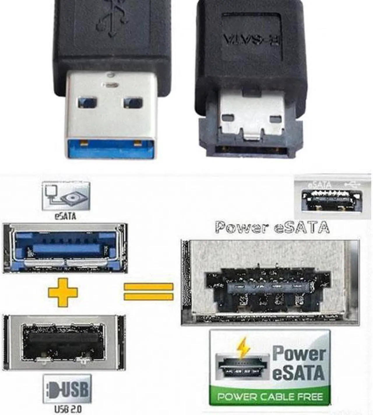 Alt view image 5 of 6 - Aomoproing  USB 3.0 to Power Over eSATA DC5V Adapter USB2.0 to HDD/SSD/ODD eSATAp Converter