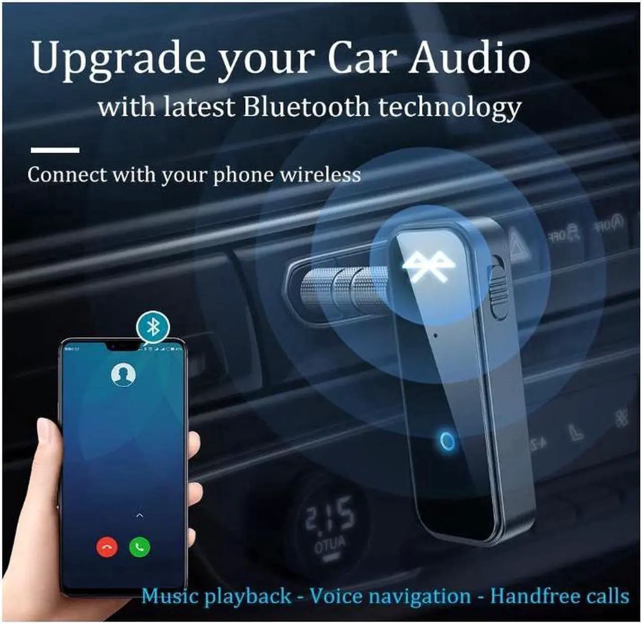 Alt view image 2 of 7 - Bluetooth 5.0 adapter with 3.5mm jack for auxiliary dongle, 2-in-1 wireless transmitter/receiver, suitable for TV audio, projectors, computers, headphones, cars