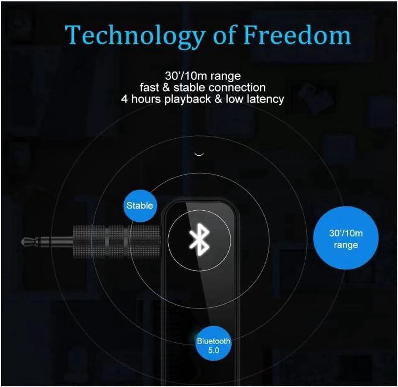 Alt view image 4 of 7 - Bluetooth 5.0 adapter with 3.5mm jack for auxiliary dongle, 2-in-1 wireless transmitter/receiver, suitable for TV audio, projectors, computers, headphones, cars