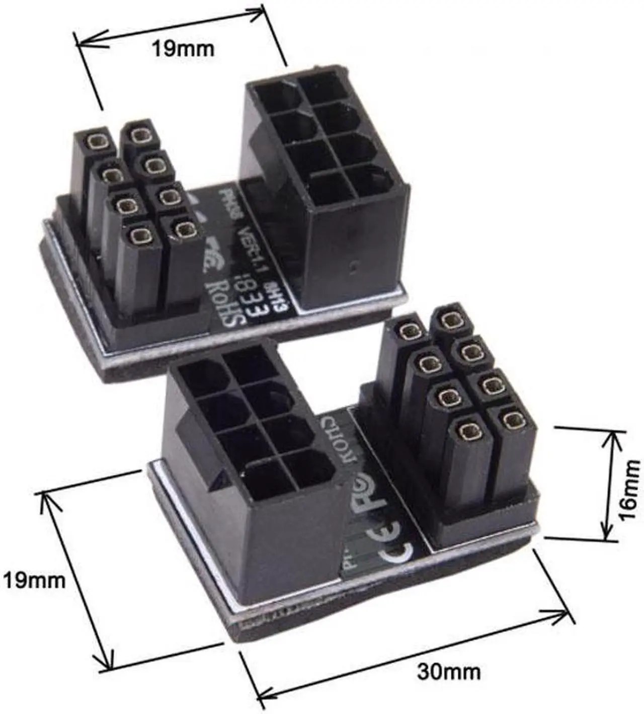 Main image of Aomoproing ATX 8Pin Female to 8pin Male 180 Degree Angled Power Adapter for Desktops Graphics Card