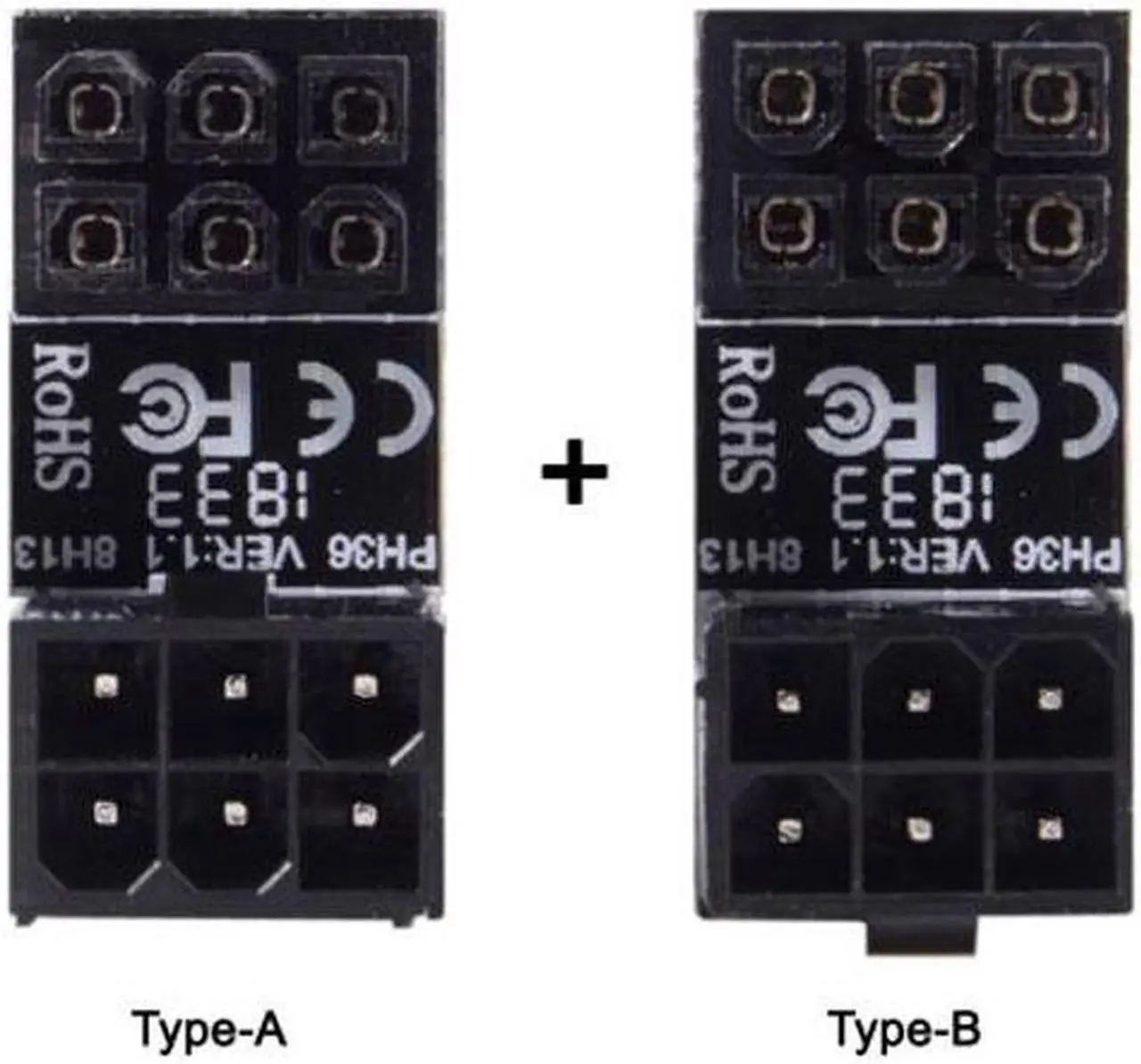 Alt view image 2 of 7 - Aomoproing ATX 6Pin Female to 6pin Male 180 Degree Angled Power Adapter for Desktops Graphics Card