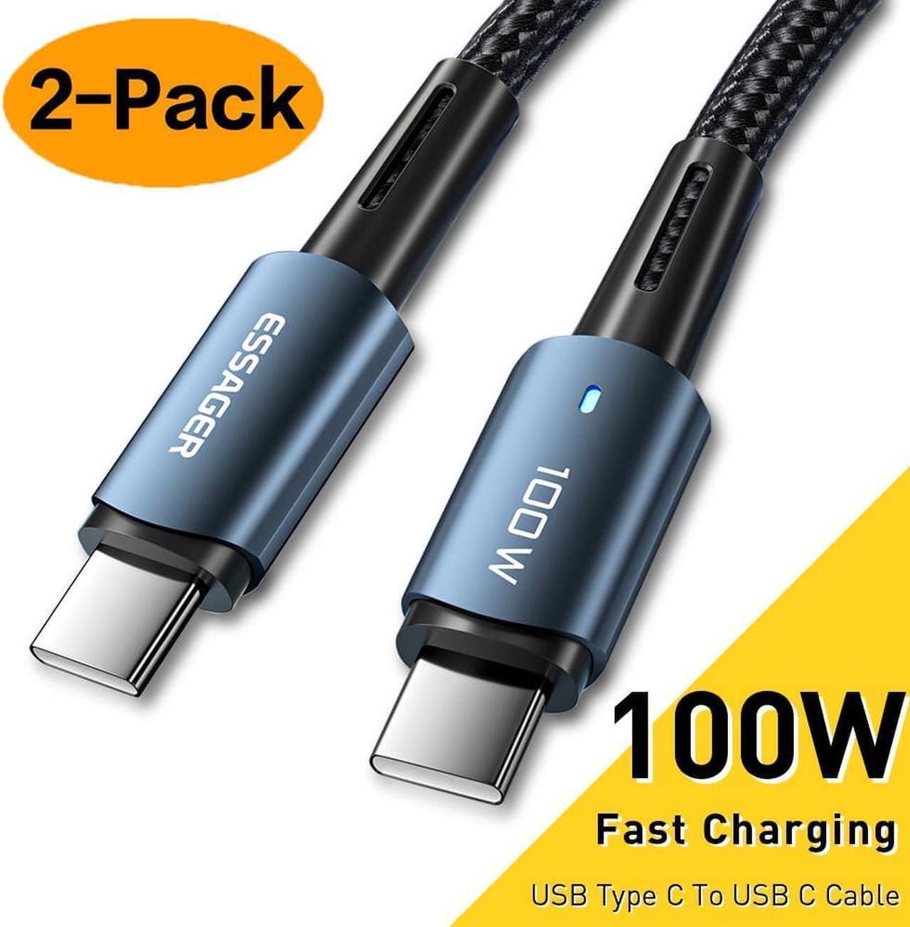 Main image of USB C to USB C Charger Cable [2 Pack 6.6ft 100W], Type C Charging Cable for iPad Mini 6, iPad Pro 2020, iPad Air 4, MacBook Pro 2020, Galaxy S20 Plus S9 S8, Pixel, Switch, LG V20 (Blue)