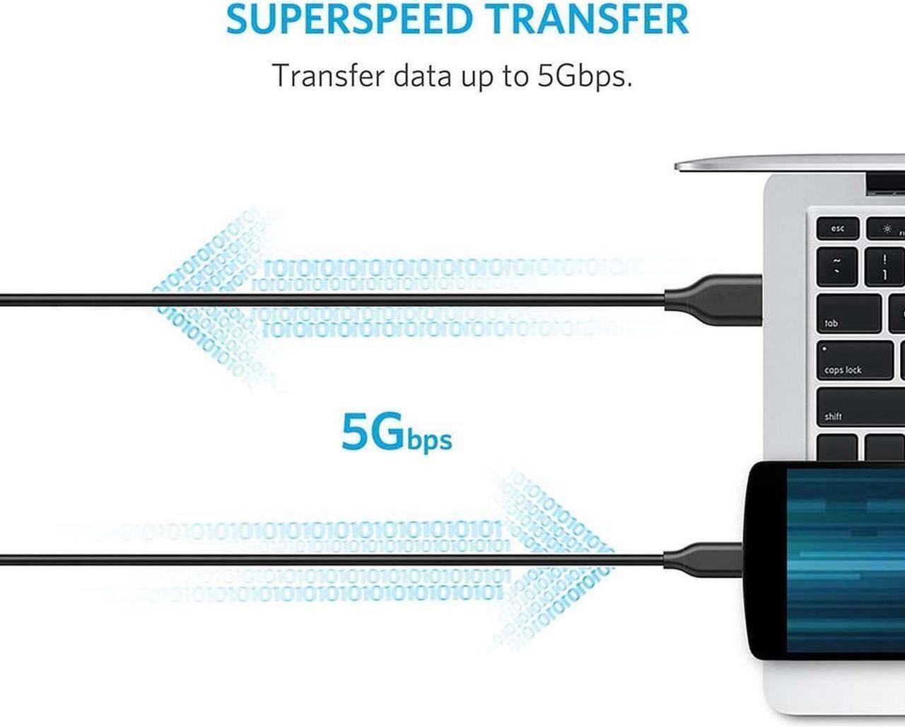 Alt view image 6 of 7 - Powerline USB-C to USB 3.0 Cable (3Pack, 3ft) with 56k Ohm Pull-up Resistor for USB Type-C Devices Including Samsung Galaxy S8, S8+, MacBook, Google Pixel, Nexus 6P, LG V20 G5, HTC 10 and More