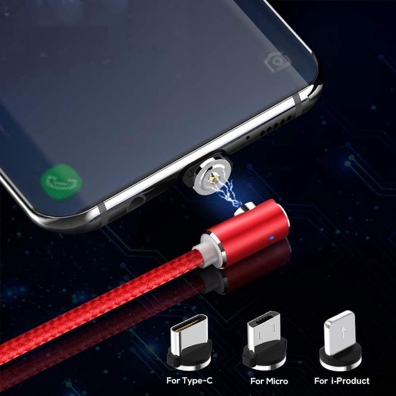 Alt view image 7 of 7 - Magnetic USB Charging Cable Micro USB Type C Lighting with LED, Multi 3-in-1 Cable Charger for Android Phone,Multiple Charging Adapters.Fast Charge,(2-Pack,6.6ft) - (Red)