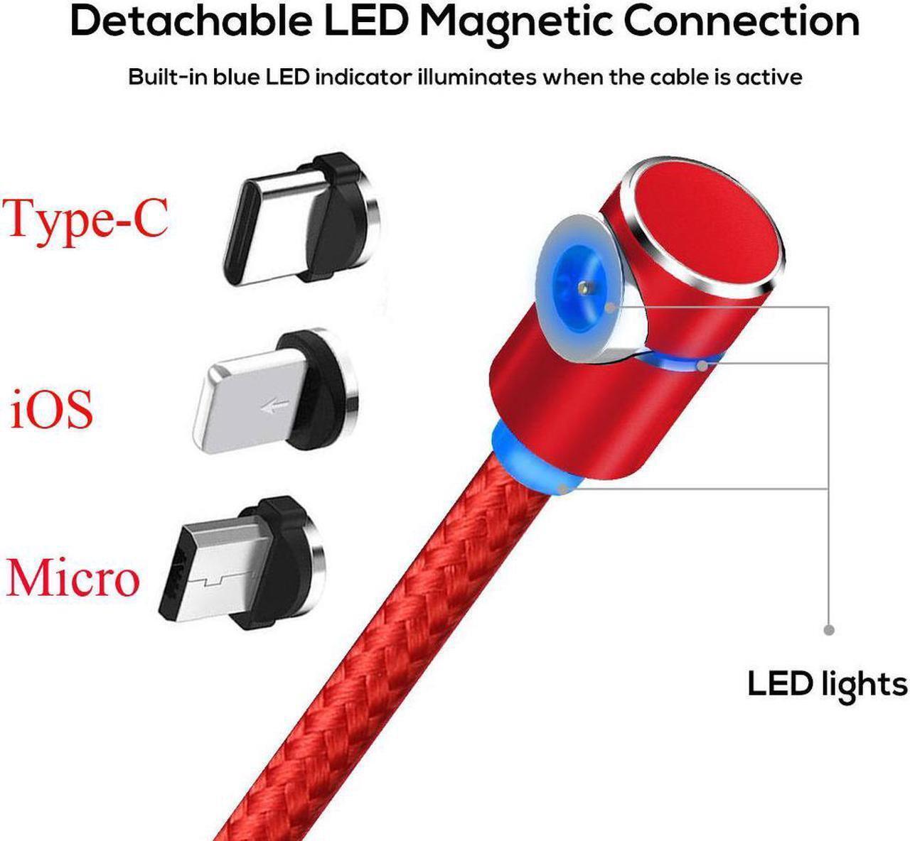 Alt view image 5 of 7 - Magnetic USB Charging Cable Micro USB Type C Lighting with LED, Multi 3-in-1 Cable Charger for Android Phone,Multiple Charging Adapters.Fast Charge,(2-Pack,6.6ft) - (Red)