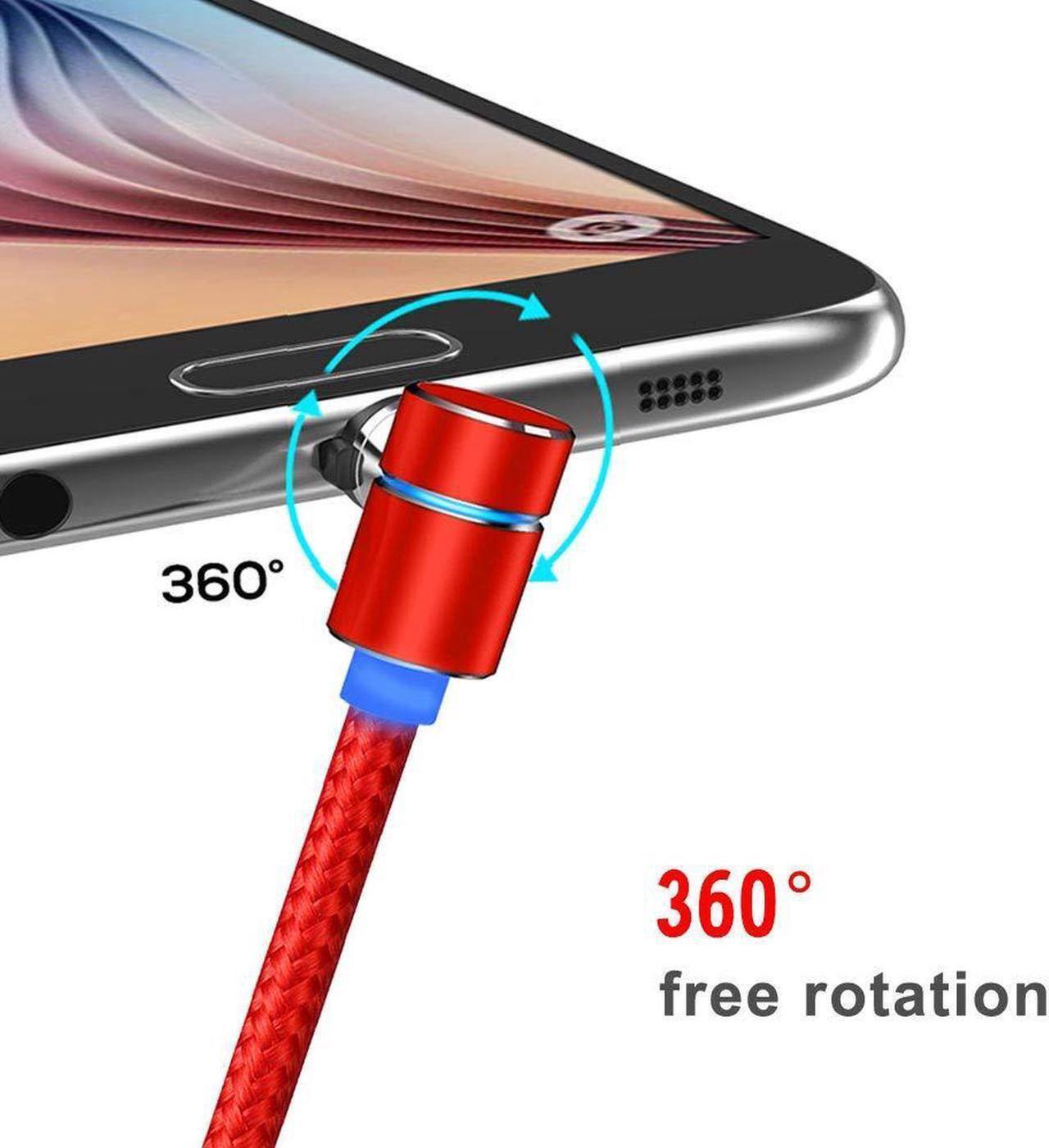 Alt view image 4 of 7 - Magnetic USB Charging Cable Micro USB Type C Lighting with LED, Multi 3-in-1 Cable Charger for Android Phone,Multiple Charging Adapters.Fast Charge,(2-Pack,6.6ft) - (Red)
