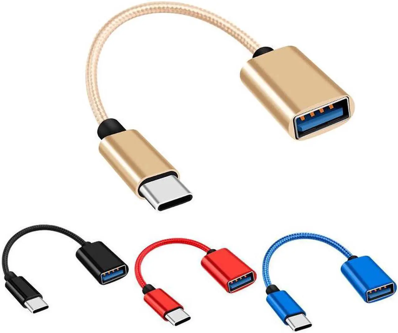 Alt view image 5 of 5 - USB C to USB Adapter USB Type C Male to USB 3.0 Female OTG Cable Compatible with MacBook Pro/Air 2019 2018 2017, Galaxy S20 S20+ Ultra Note 10 S9 S8 2 Pack Gold