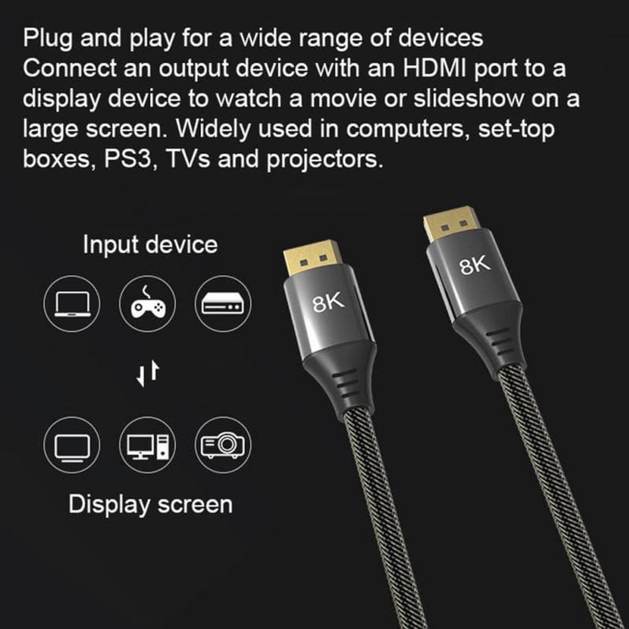 Alt view image 3 of 7 - DisplayPort Optical cable Male to Male DP1.4 8K @60HZ 4K@144HZ High Speed 32.4Gbps Optical Fiber DisplayPort for PC, Laptop, HDTV, DP to DP Cable, 10ft