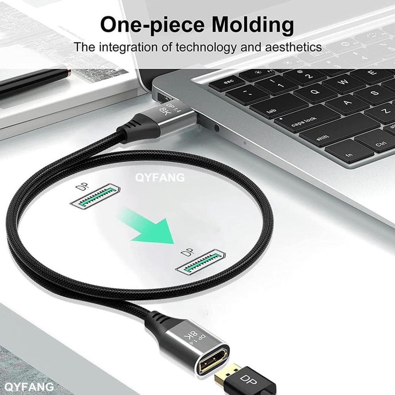 Alt view image 4 of 6 - 8K DisplayPort 1.4 Extension Cable 3.3FT, Display Port Extended Cable 144hz,Ultra High Speed 32.4Gbps, 8K@60hz, 4K@144Hz, 1080P@240hz, HDR, HBR3 Display Port Cord for Laptop/PC/TV