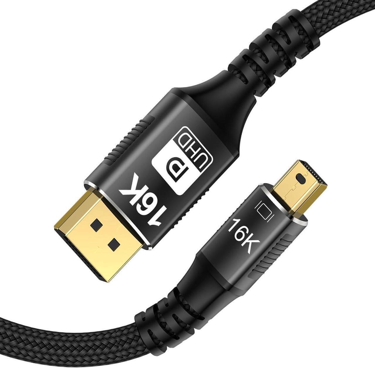 Main image of 16K Mini DisplayPort to Displayport 2.1 Cable 6.6Ft, MINI DP to DP Cable 16K@60Hz 8K@120Hz Thunderbolt 2(Video Output) Compatible with MacBook, iMac, Mac Mini to DP Monitor