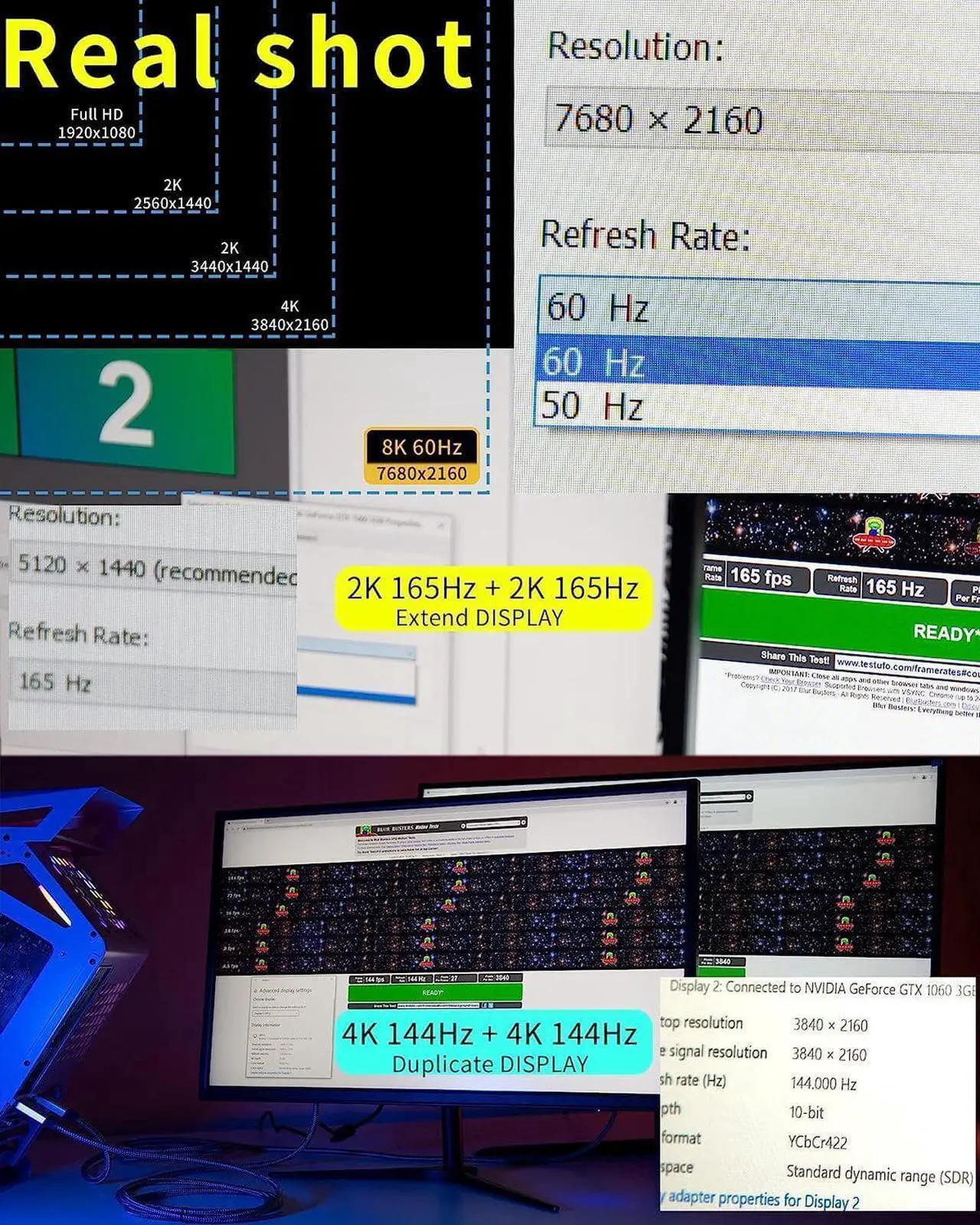 Alt view image 5 of 7 - DisplayPort Cable 1.4, 8K 3.3FT DP Cable 32.4Gbps 8K@60Hz HBR3 4K@60Hz/144Hz/120Hz 5K@60Hz 1080P@240Hz Support FreeSync G-Sync HDR10 for Gaming Monitor Graphics Card - Silver