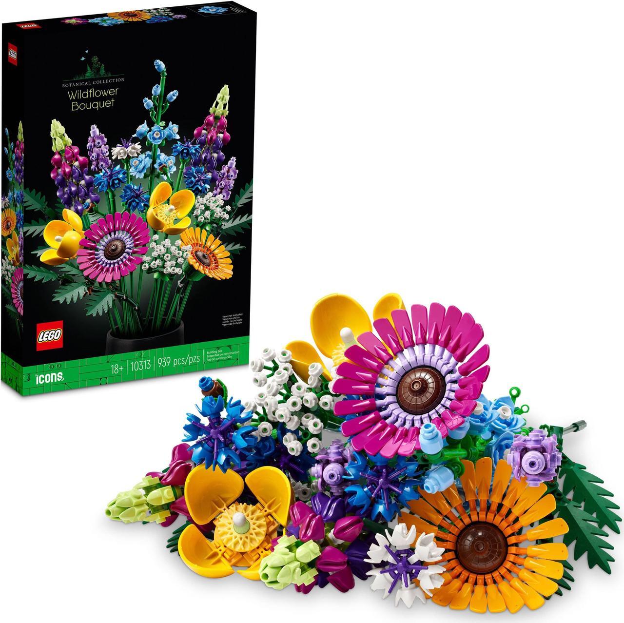 Main image of LEGO Icons Wildflower Bouquet 10313 Artificial Flowers with Poppies and Lavender, Anniversary and Mother's Day Gift for Wife, Unique Home Décor, Botanical Collection with Spring Flowers