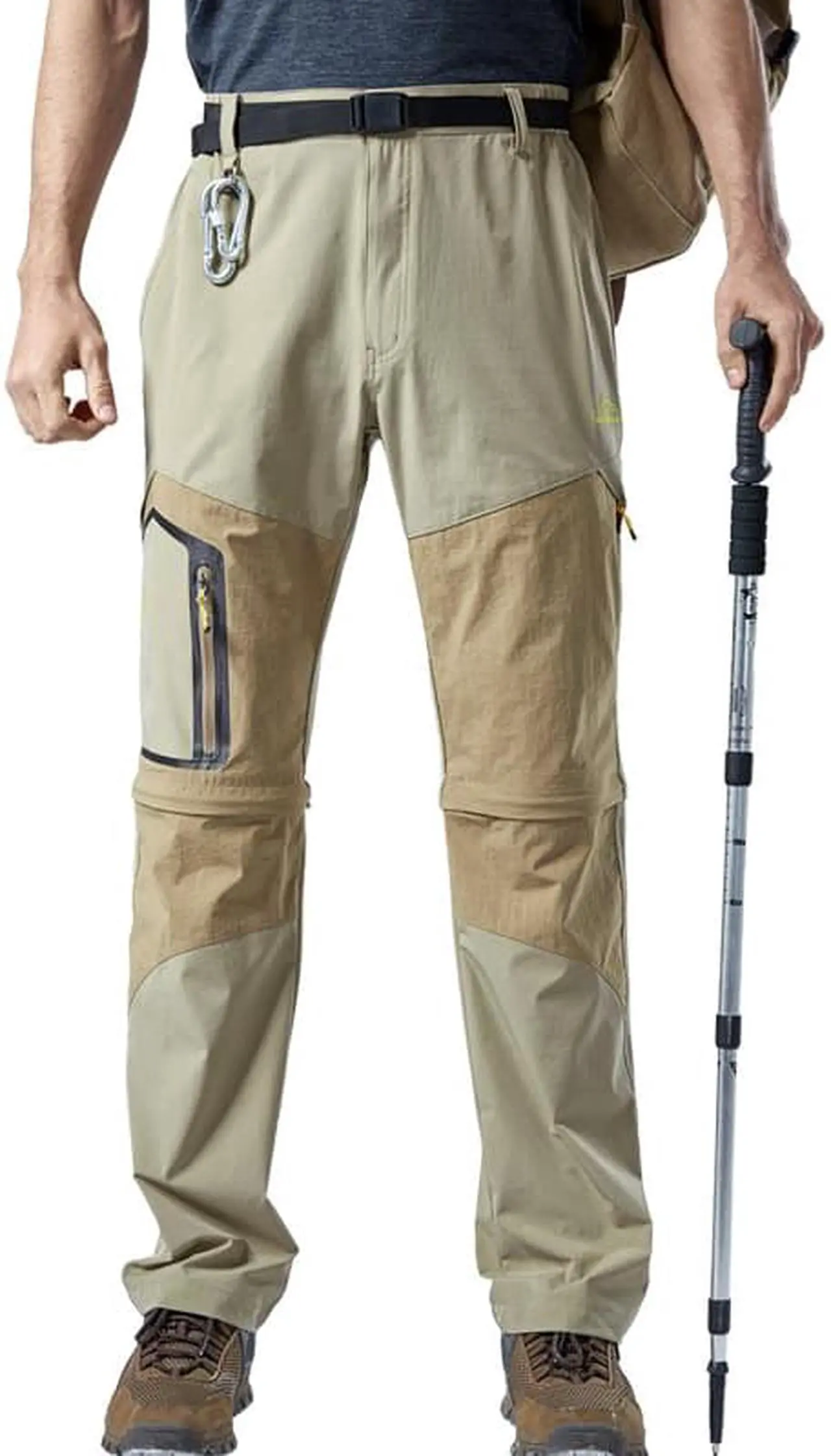 Main image of Men's Elastic Fishing Breathable Two Section Quick Drying Trousers Multi Pocket Detachable Disjointed Trousers Small Khaki