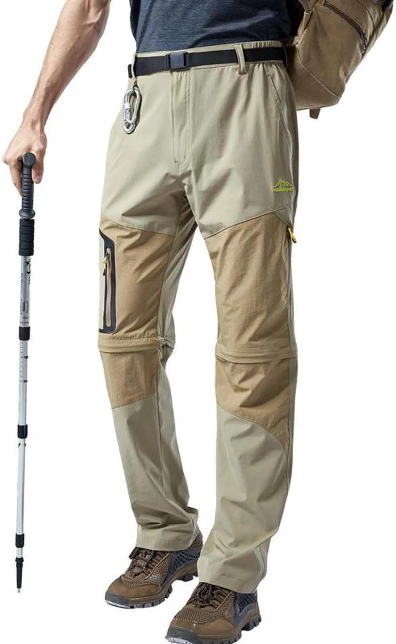 Alt view image 2 of 7 - Men's Elastic Fishing Breathable Two Section Quick Drying Trousers Multi Pocket Detachable Disjointed Trousers Small Khaki