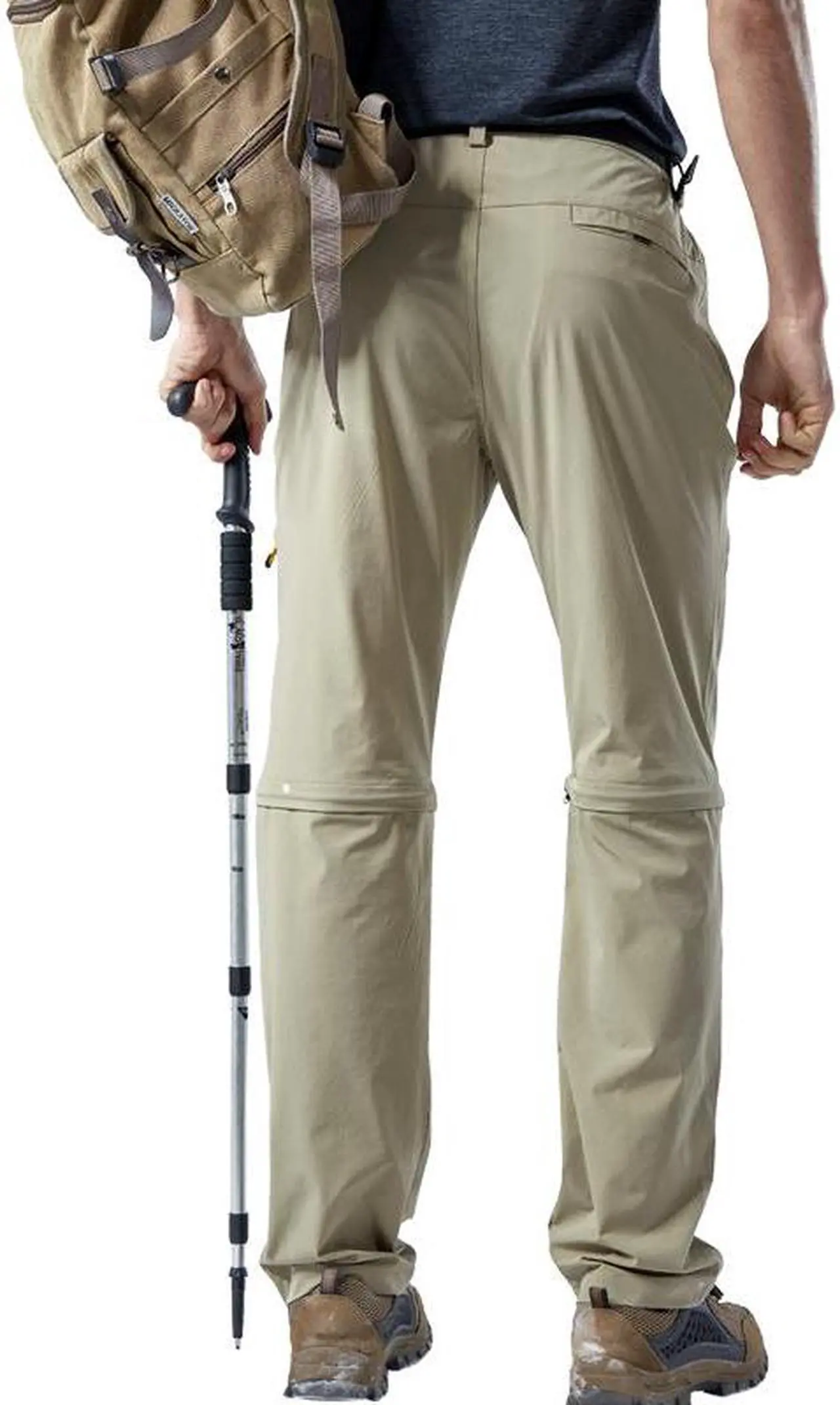 Alt view image 3 of 7 - Men's Elastic Fishing Breathable Two Section Quick Drying Trousers Multi Pocket Detachable Disjointed Trousers Small Khaki