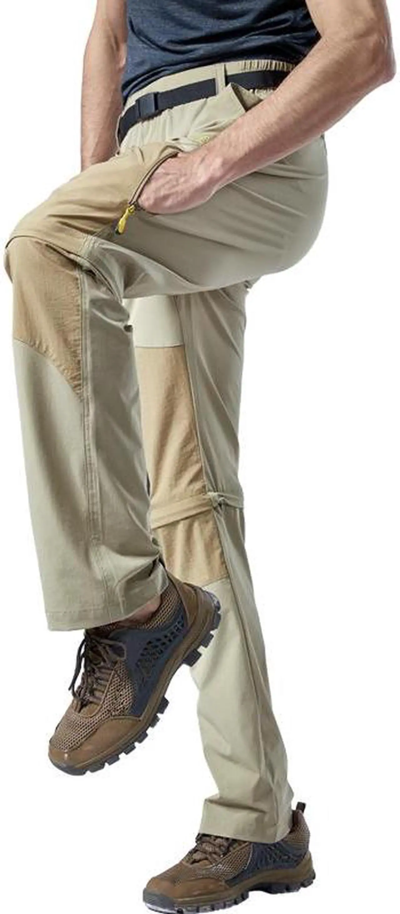 Alt view image 4 of 7 - Men's Elastic Fishing Breathable Two Section Quick Drying Trousers Multi Pocket Detachable Disjointed Trousers Small Khaki
