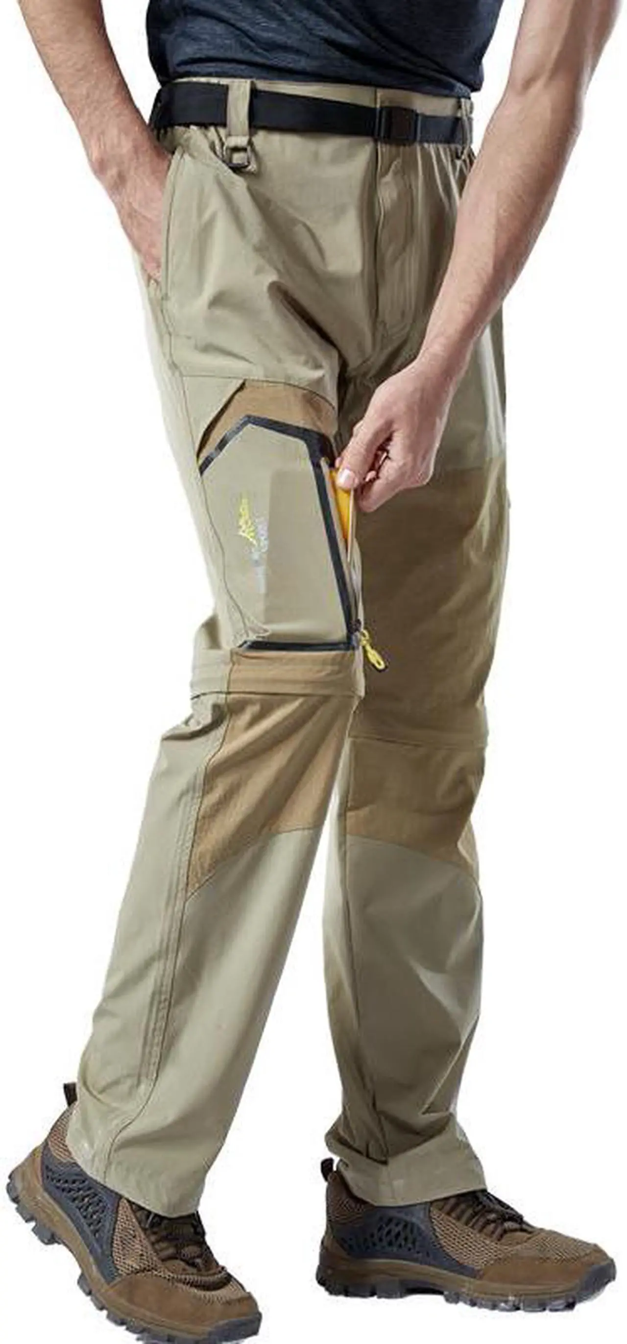 Alt view image 5 of 7 - Men's Elastic Fishing Breathable Two Section Quick Drying Trousers Multi Pocket Detachable Disjointed Trousers Small Khaki