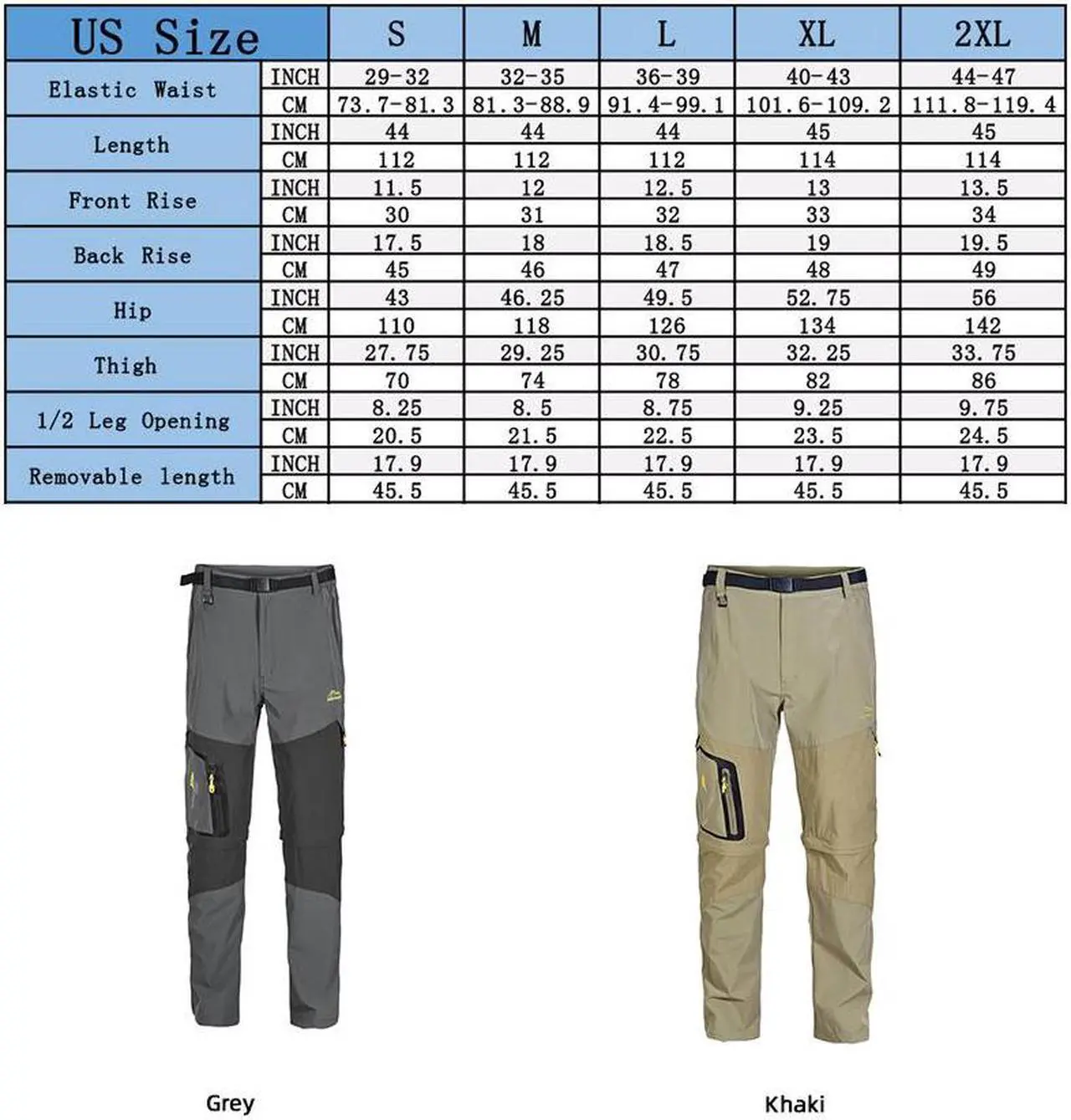 Alt view image 7 of 7 - Men's Elastic Fishing Breathable Two Section Quick Drying Trousers Multi Pocket Detachable Disjointed Trousers Small Khaki
