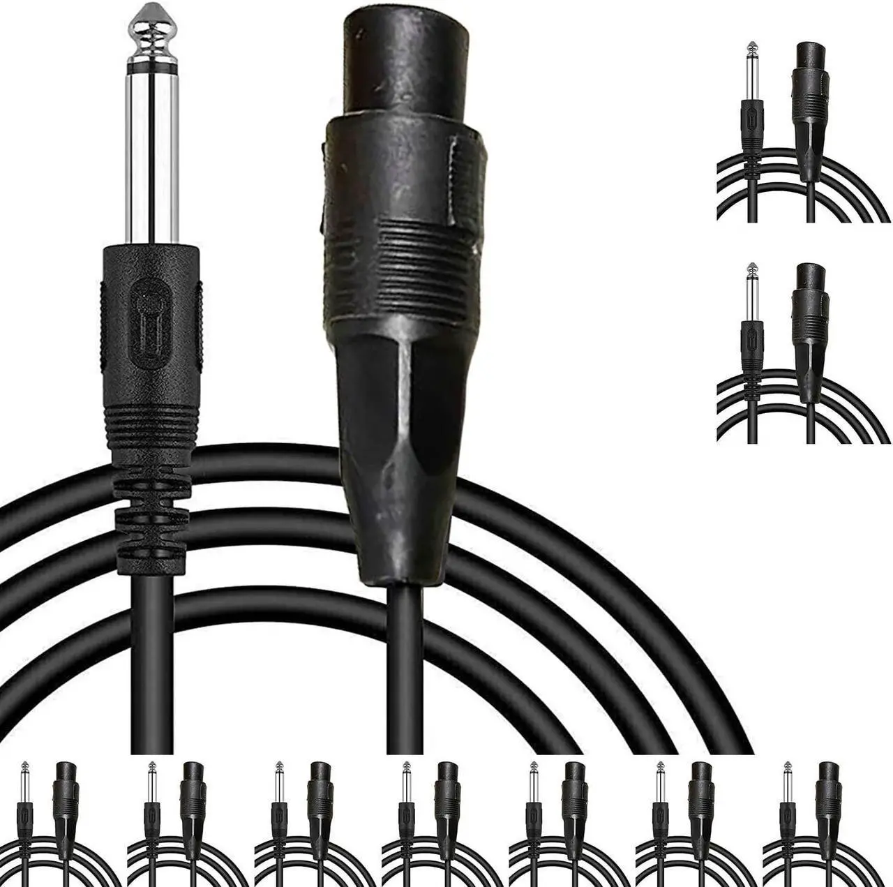Alt view image 4 of 4 - 5 Core 10 Pieces Female XLR to 1/4 Inch (6.35mm) TS Mono Jack Microphone Cable, Unbalanced 3 Pin XLR Female to Quarter inch TS Plug Mic Cord for Dynamic Microphone Mic Cord 10PCS