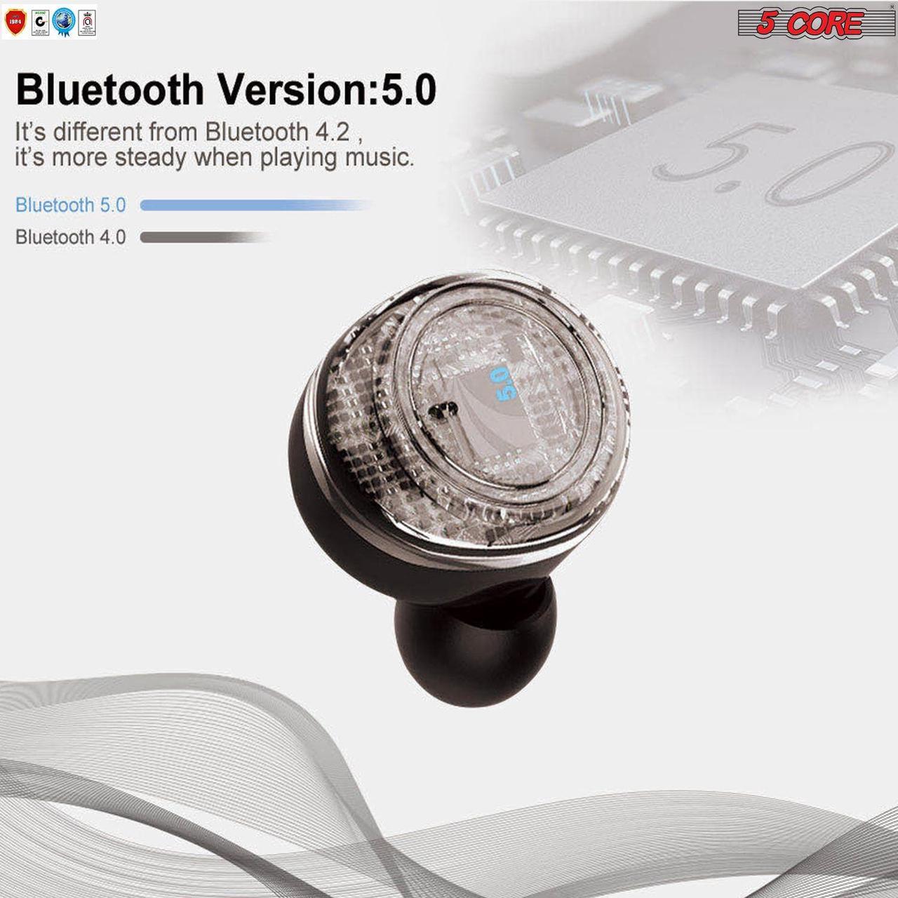 Alt view image 4 of 17 - 5 Core Wireless Ear Buds  Mini Bluetooth Noise Cancelling Earbud Headphones 32 Hours Playtime IPX8