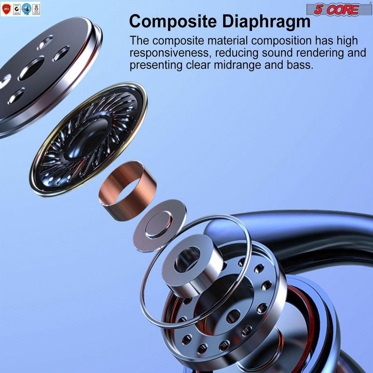 Alt view image 5 of 17 - 5 Core Wireless Ear Buds  Mini Bluetooth Noise Cancelling Earbud Headphones 32 Hours Playtime IPX8