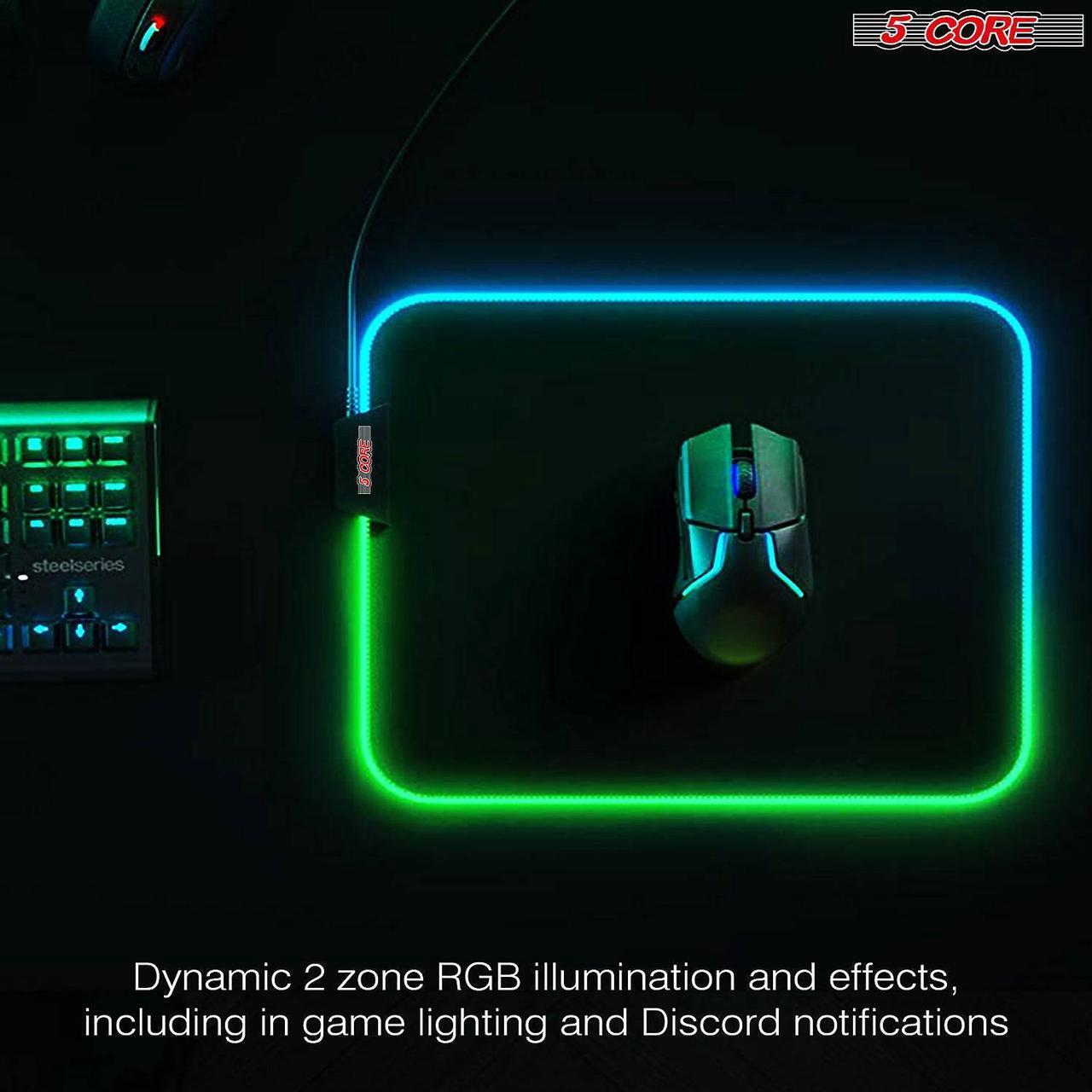 Alt view image 3 of 7 - 5 Core RGB Mouse Pad - Computer Mouse Mat with Anti-Slip Rubber Base, Easy Gliding, Spill-Resistant Surface, Durable Materials, Flexible, Portable, with a Fresh Modern Design, MP 300 RGB