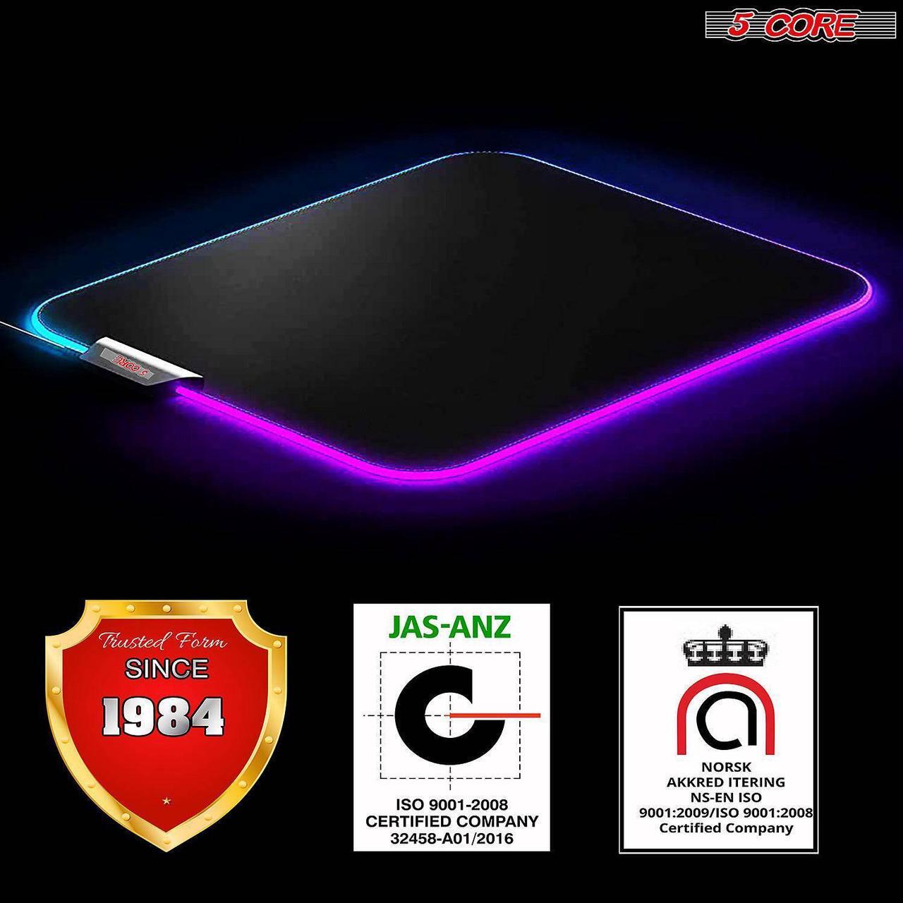 Alt view image 2 of 7 - 5 Core RGB Mouse Pad - Computer Mouse Mat with Anti-Slip Rubber Base, Easy Gliding, Spill-Resistant Surface, Durable Materials, Flexible, Portable, with a Fresh Modern Design, MP 300 RGB