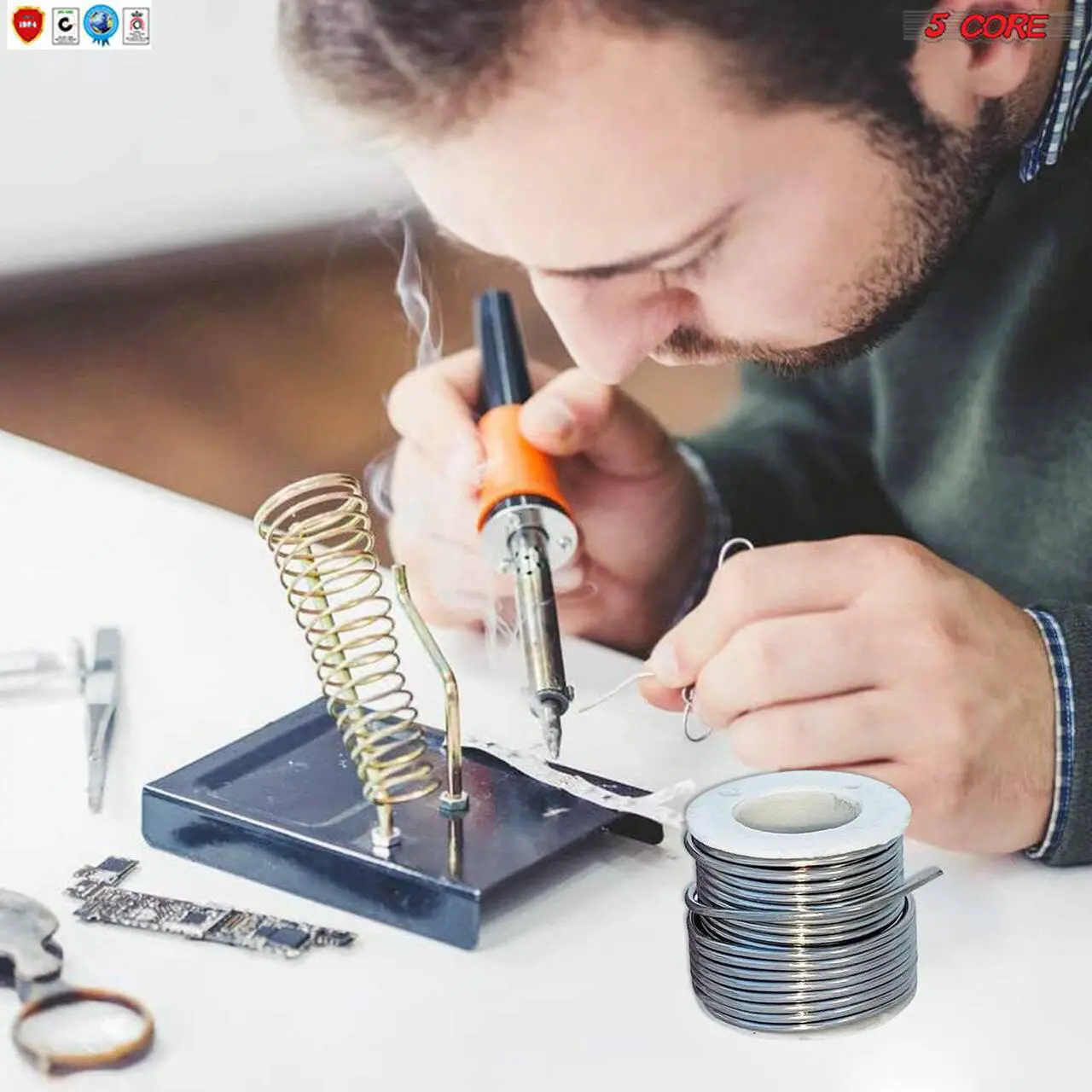 Alt view image 4 of 14 - 5 Core Solder Wire Rosin Core Flux Soldering Wire 63/37 63% Tin (Sn)37% Lead (Pb) 1 pc 50 gms