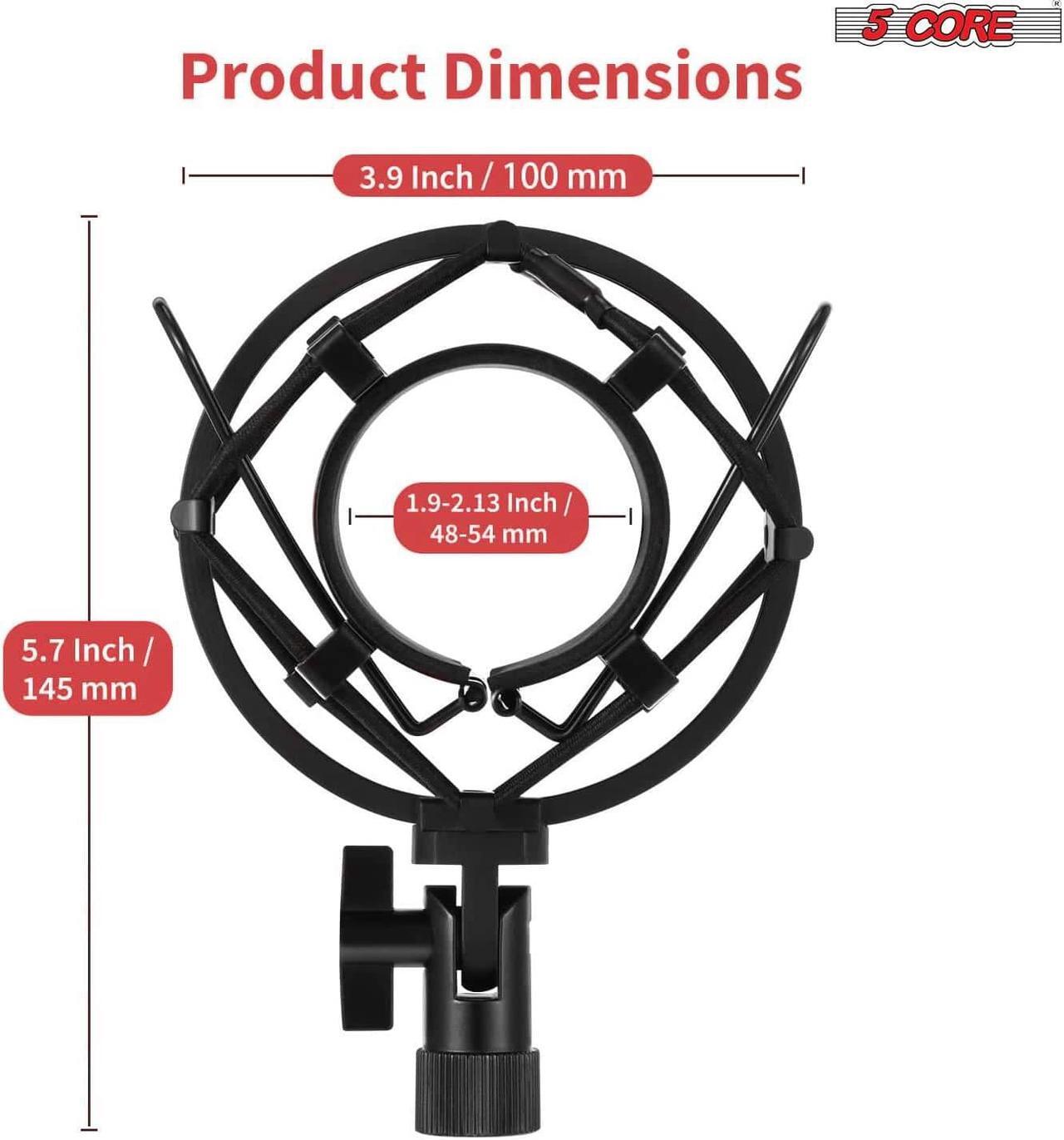 Alt view image 3 of 7 - 5 Core Inc. Professional Microphone Stand with Pop Filter Heavy Duty Microphone Suspension Scissor Arm Stand and Windscreen Mask Shield 5 Core RM STND 2 (with Pop Filter & Metal SMH)