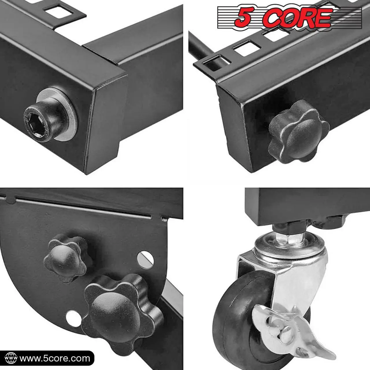 Alt view image 4 of 9 - 5 Core DJ Mixer Stand 16U Adjustable Rack Mount Rolling Stage Cart Pro Audio Studio Equipment for Homes Offices Stage Music Studios w Wheels - RACK STAND 16U