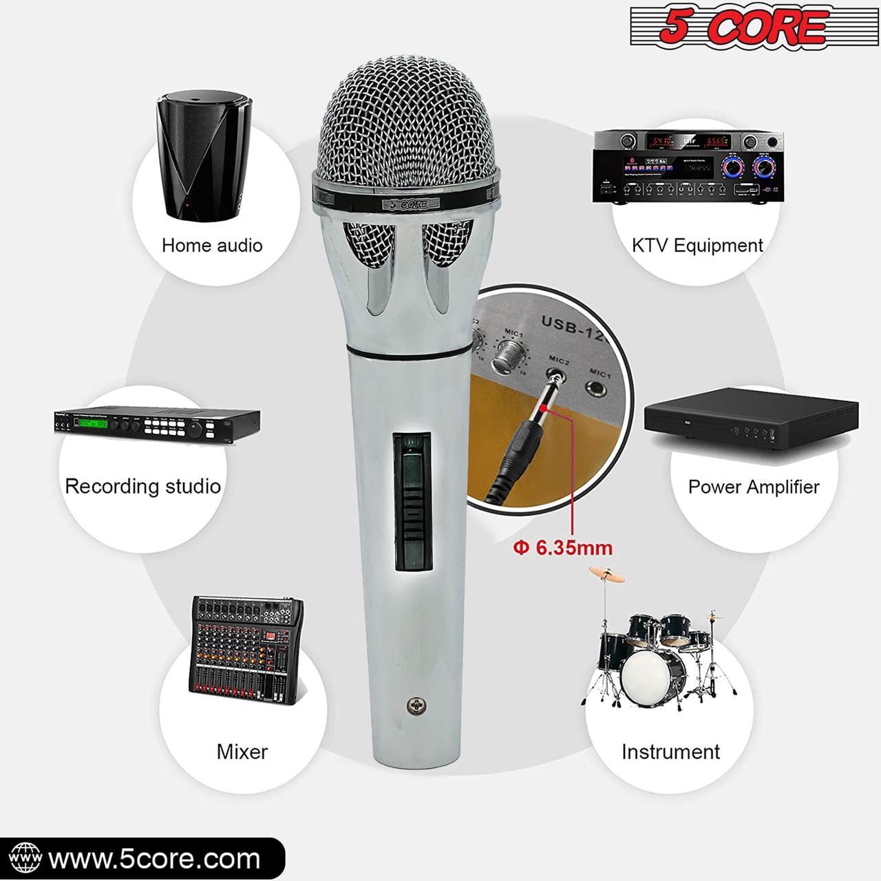 Alt view image 4 of 9 - 5 Core Microphone XLR Dynamic Mic Karaoke Singing Handheld Microfono Wired Professional Unidirectional 1/4 Plug In Cord Connection for Vocal DJ Music - PM 817 CH