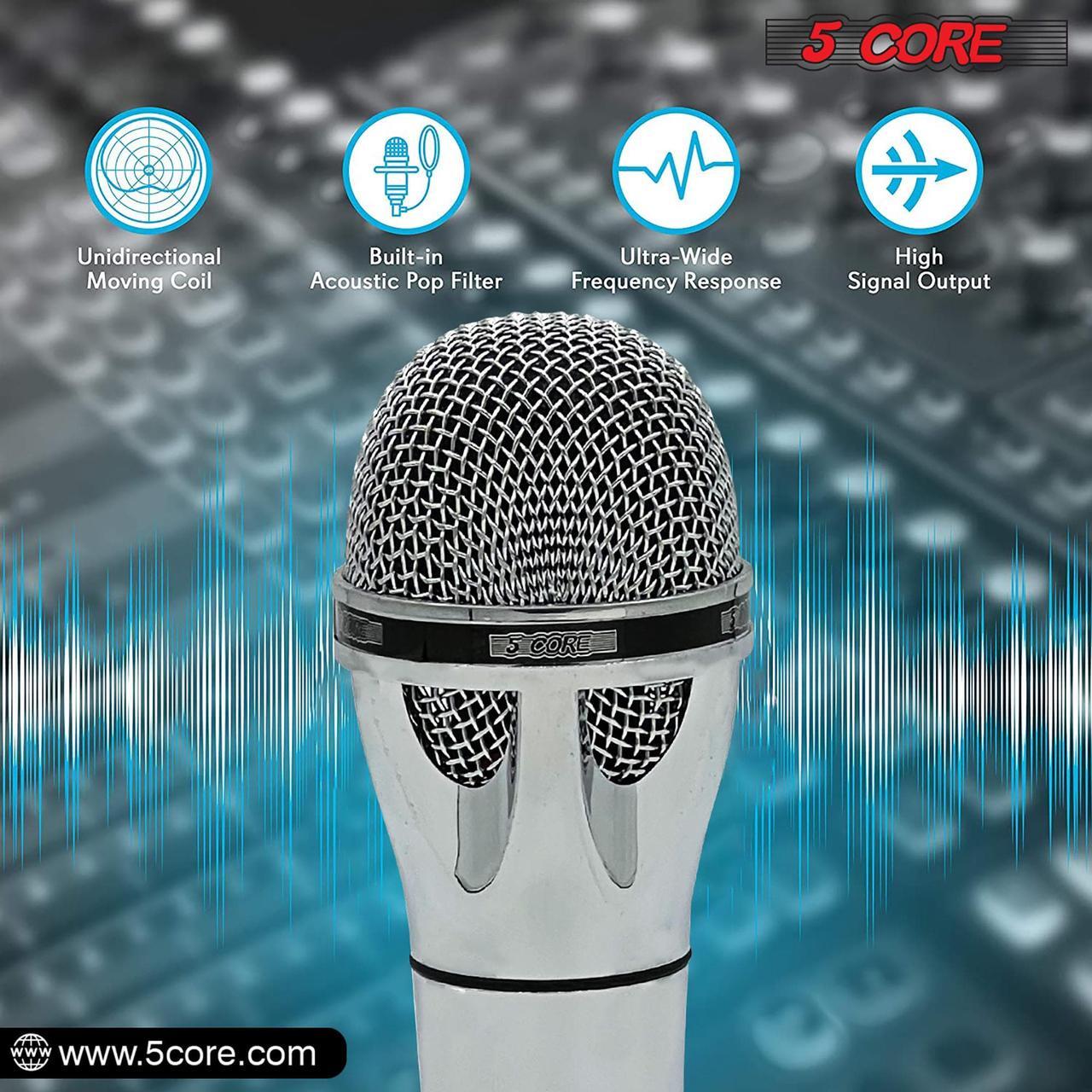 Alt view image 2 of 9 - 5 Core Microphone XLR Dynamic Mic Karaoke Singing Handheld Microfono Wired Professional Unidirectional 1/4 Plug In Cord Connection for Vocal DJ Music - PM 817 CH