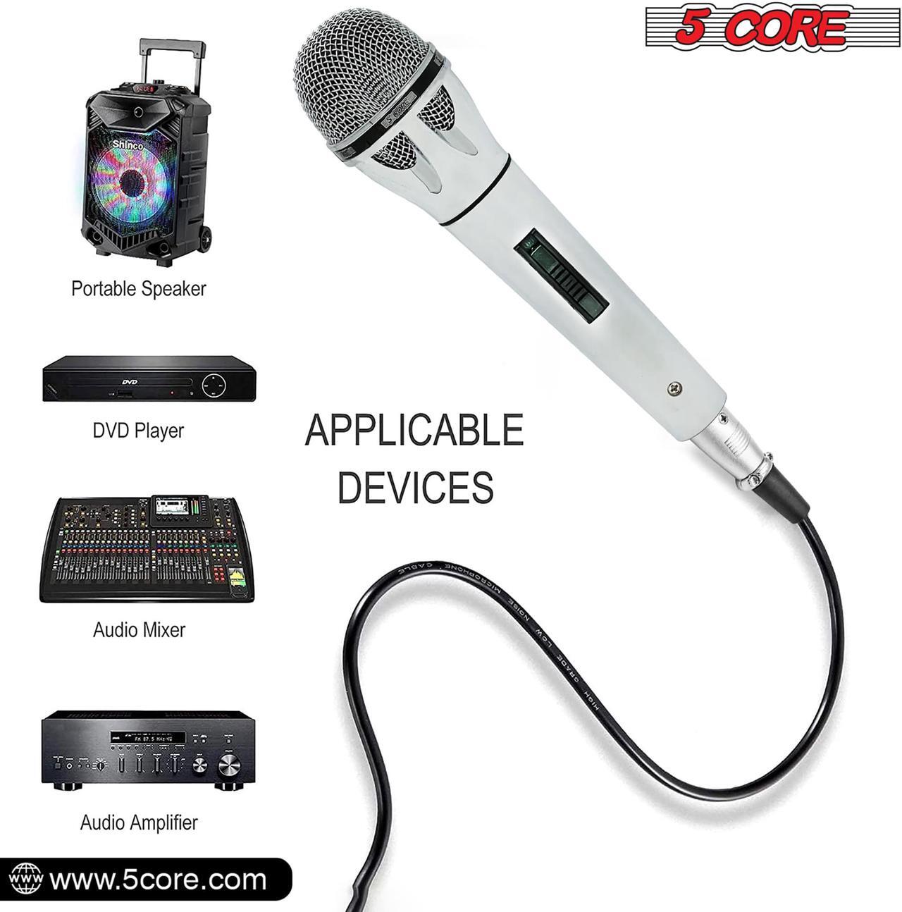 Alt view image 3 of 9 - 5 Core Microphone XLR Dynamic Mic Karaoke Singing Handheld Microfono Wired Professional Unidirectional 1/4 Plug In Cord Connection for Vocal DJ Music - PM 817 CH