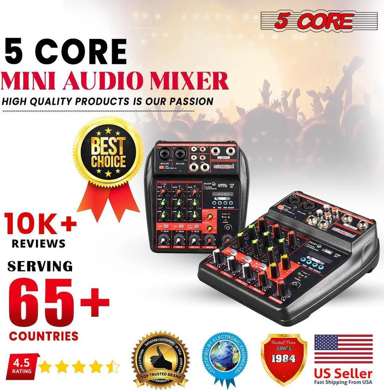 Alt view image 6 of 7 - 5 Core Audio Interface Mixer 4 Channel PC XLR Bluetooth USB DJ Music Stereo Sound Board Professional Small Podcast Karaoke Streaming PA Analog Portable Consola De Audio - MX 4CH