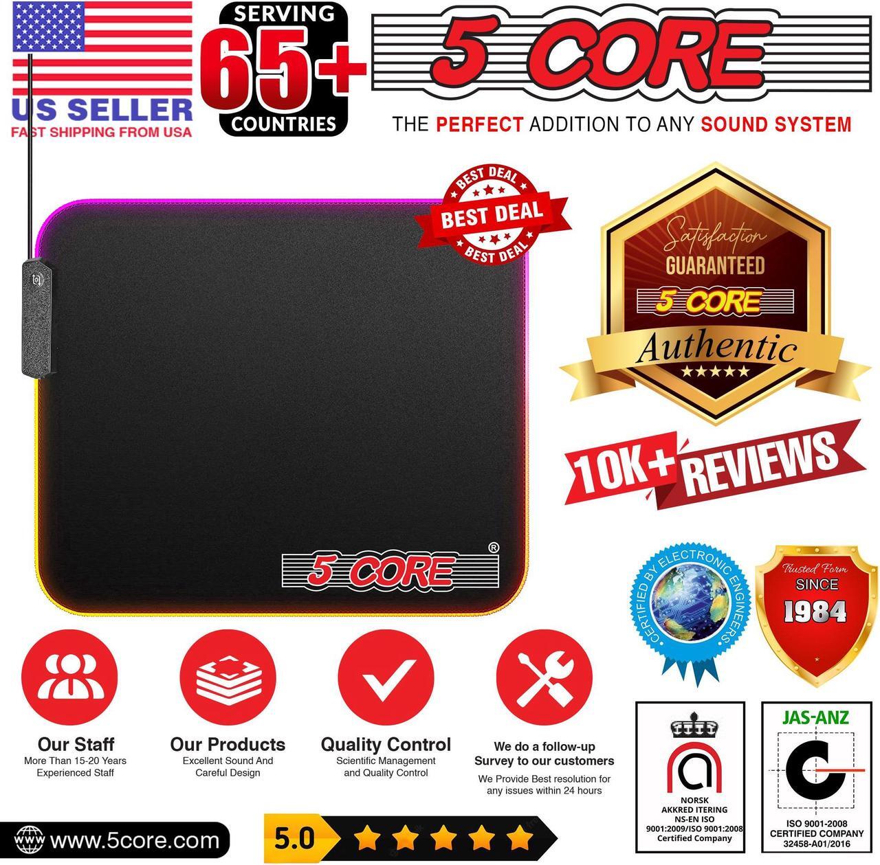 Alt view image 6 of 7 - 5 Core RGB Mouse Pad - Computer Mouse Mat with Anti-Slip Rubber Base, Easy Gliding, Spill-Resistant Surface, Durable Materials, Flexible, Portable, with a Fresh Modern Design, MP 300 RGB