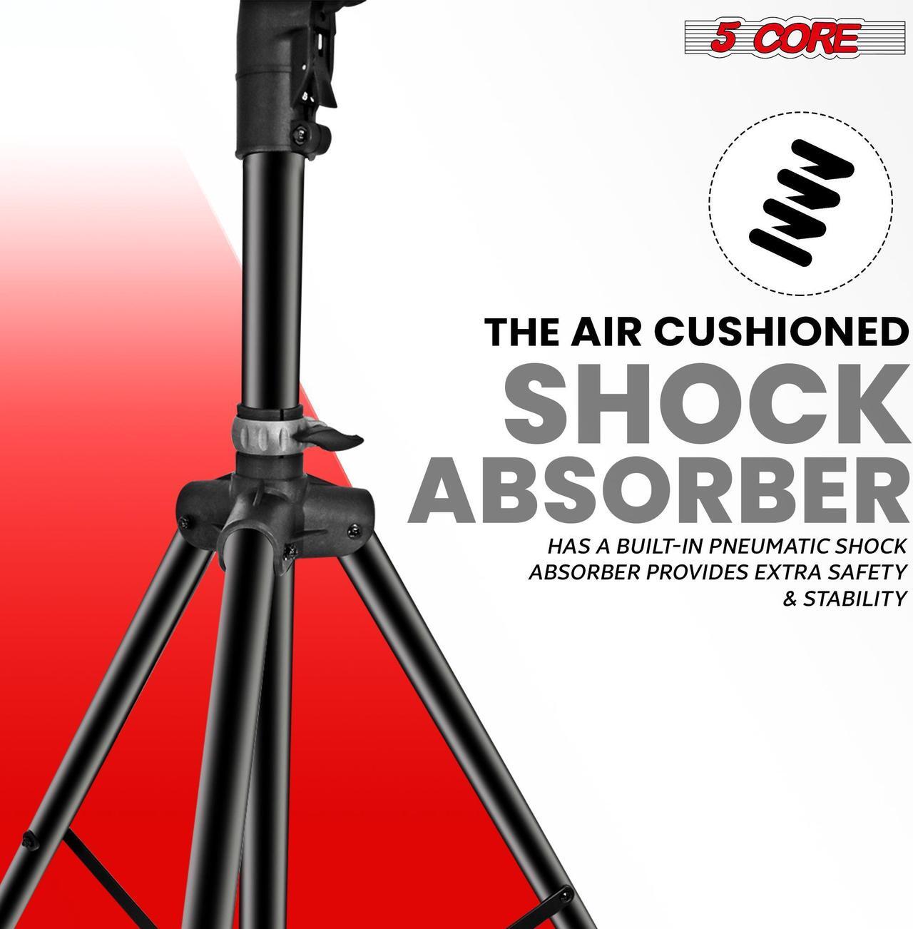 Alt view image 6 of 7 - 5 Core Speaker Stand Tripod Air Assist Lowering Tall Height Adjustable Heavy Duty DJ Light Floor Stands Universal 35mm Pole Mount PA Studio Monitor Support - SSHD HYD AIR BLK