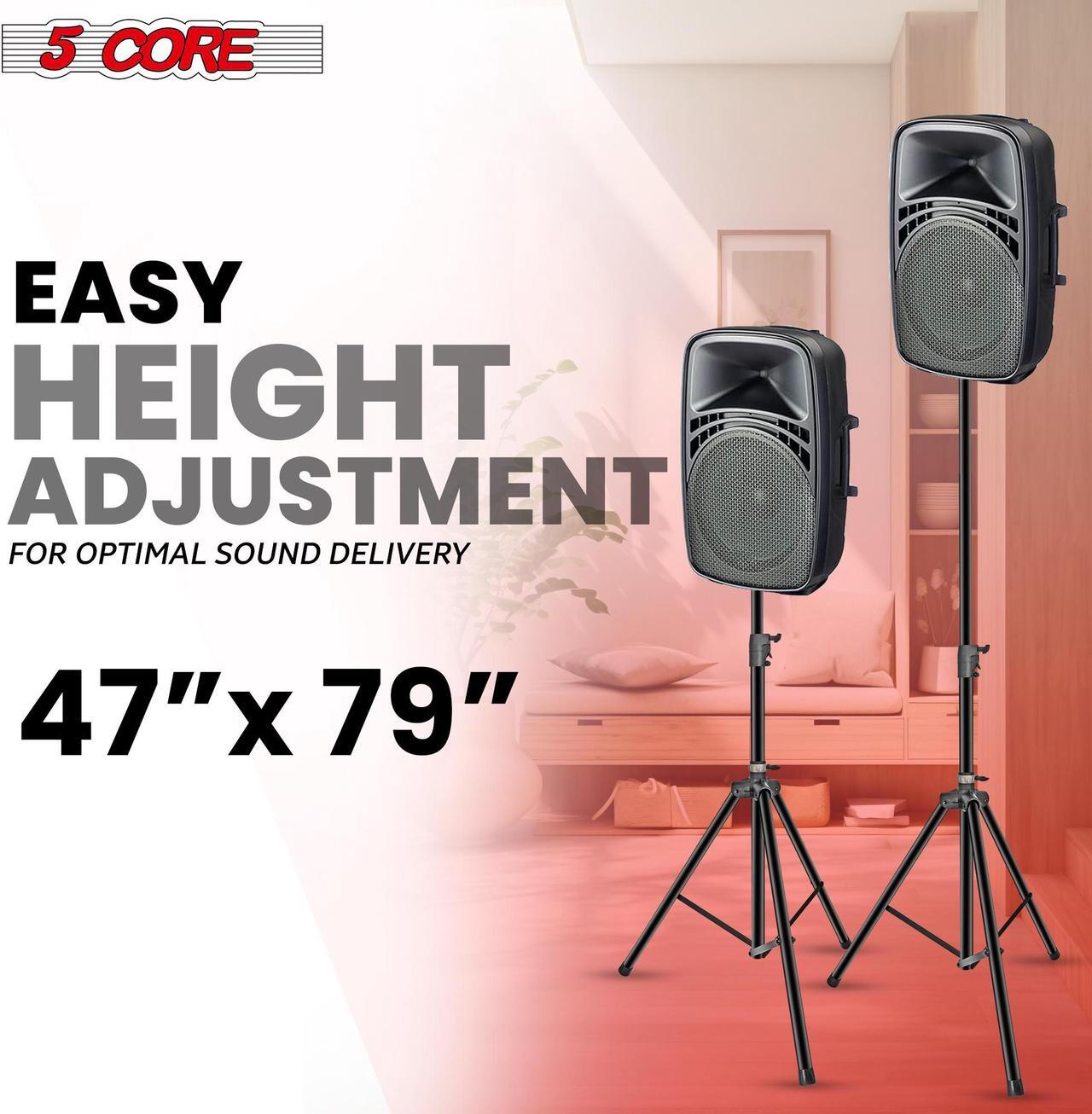 Alt view image 3 of 7 - 5 Core Speaker Stand Tripod Air Assist Lowering Tall Height Adjustable Heavy Duty DJ Light Floor Stands Universal 35mm Pole Mount PA Studio Monitor Support - SSHD HYD AIR BLK